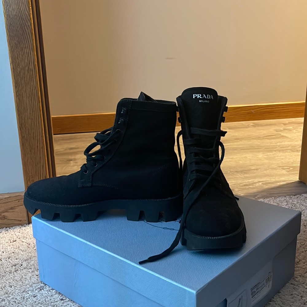 Prada combat boots